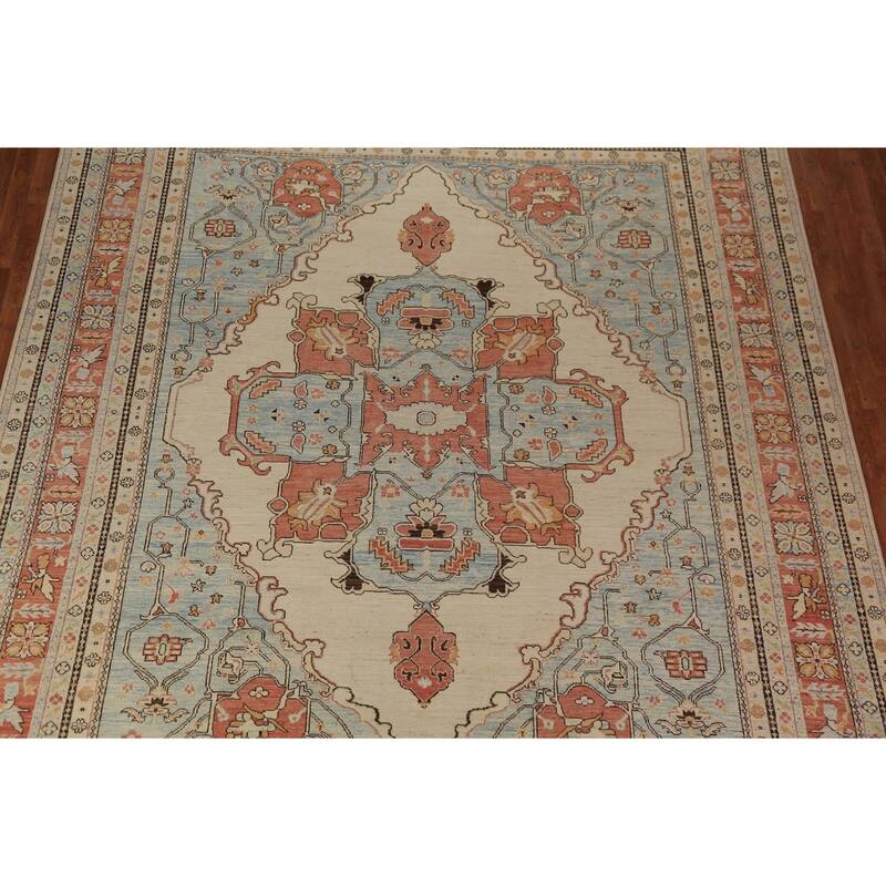Vegetable Dye Heriz Serapi Rug Hand-Knotted Oriental Wool Carpet - 10'2"x 12'5"