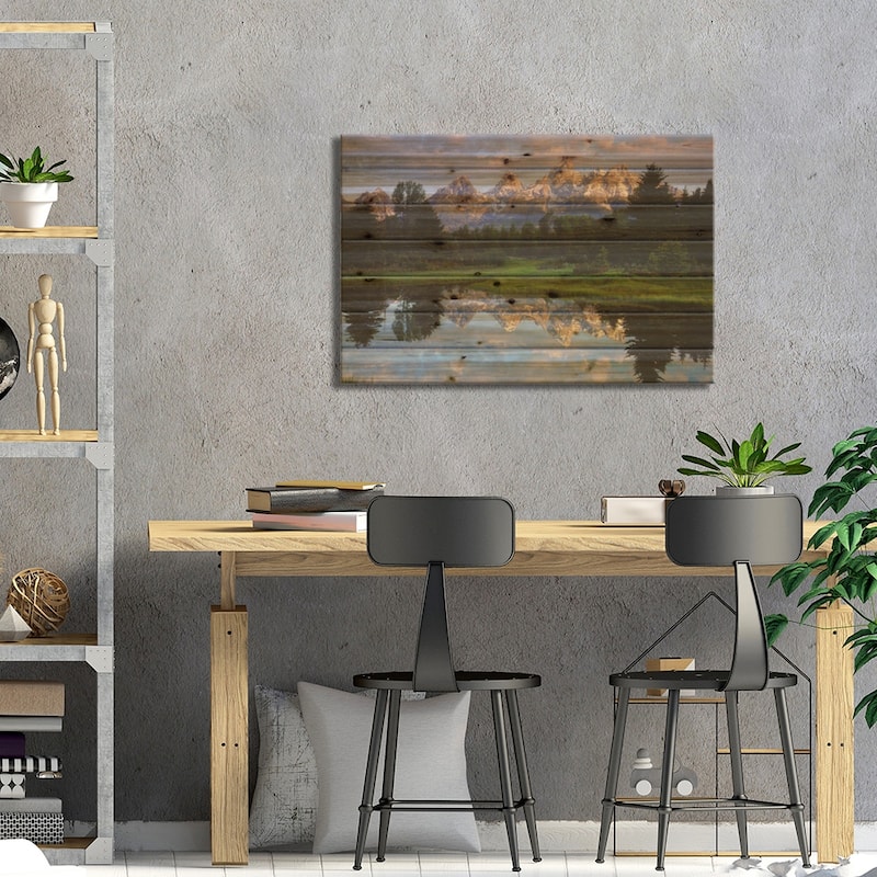 Teton Range And Its Reflection In Snake River, Grand Teton National Park, Wyoming, USA Print On Wood by Christopher Talbot Frank