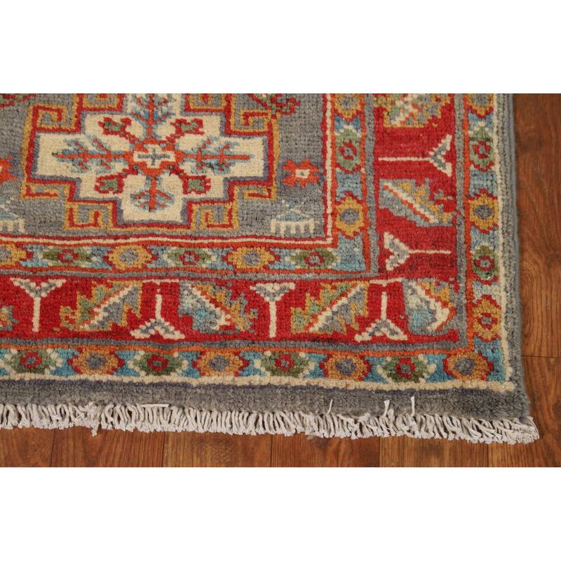 Traditional Kazak Rug Handmade Oriental Grey Wool Carpet - 2'0"x 3'0"