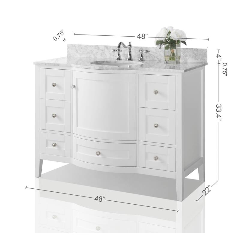 Ancerre Designs Lauren Vanity Set with Carrara White Marble Top