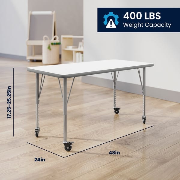 dimension image slide 0 of 4, 24''W x 48''L Thermal Laminate Activity Table - Adjustable Short Legs