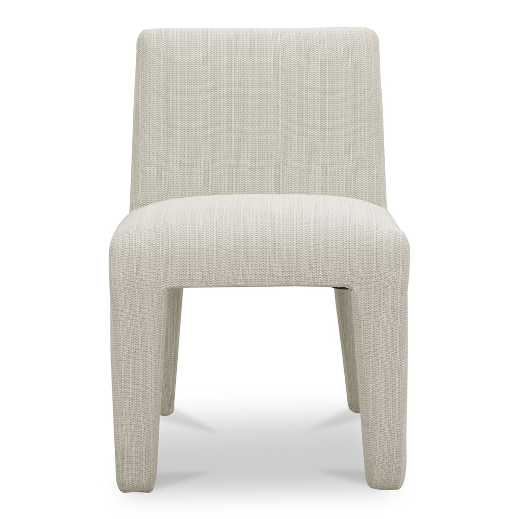 NADAAL STUDIOS Elion Dining Chair, Overly Padded Design, Aluminum Frame, Cream Olefin Fabric