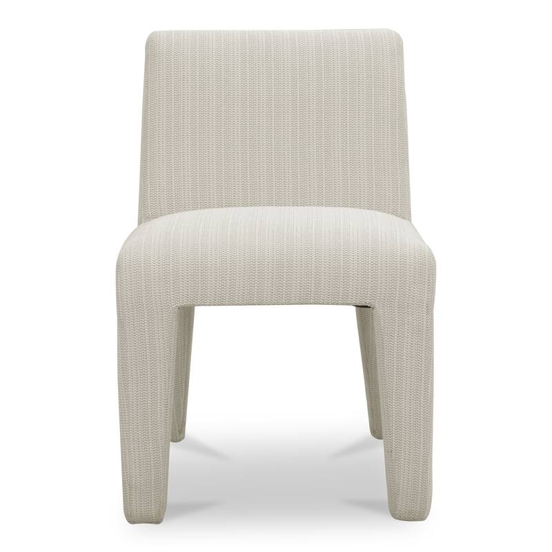NADAAL STUDIOS Elion Dining Chair, Overly Padded Design, Aluminum Frame, Cream Olefin Fabric - Cream