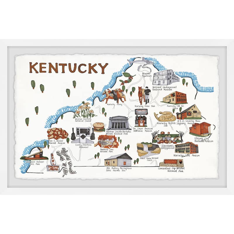 'White Kentucky Spots' Framed Painting Print
