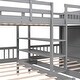 preview thumbnail 30 of 28, Full-Over-Twin-Twin Triple Bunk Bed w/ Large Wardrobe, Drawers & Shelves Storage, Wooden Bunkbed Frame w/Mirror for 3 Kids Teens