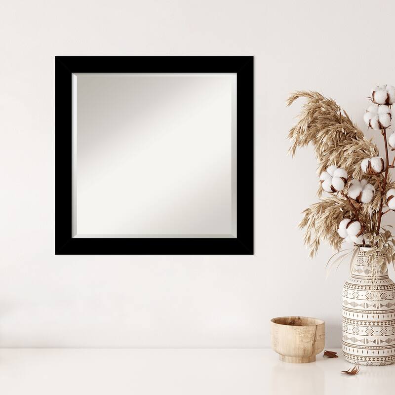 Basic Narrow Beveled Wood Framed Wall Mirror
