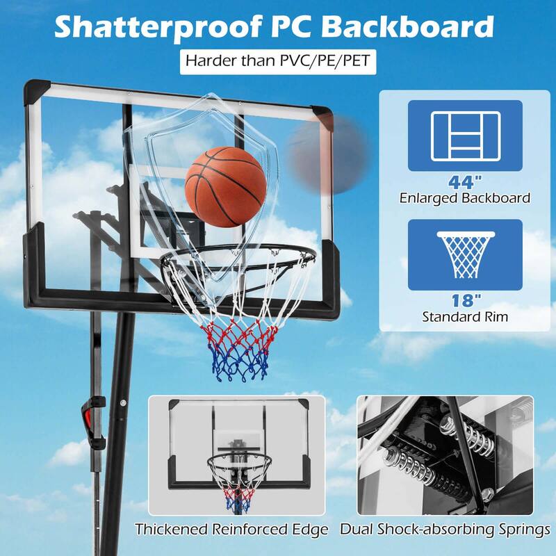 Basketball Hoop Rebound Plate & Wheels Portable Basketball Hoop