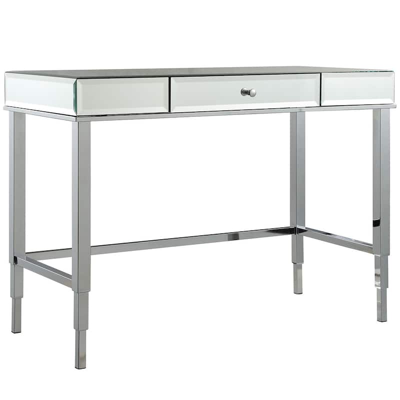 Camille Beveled Mirrored Accent 1-drawer Office Writing Desk by iNSPIRE Q Bold - Chrome