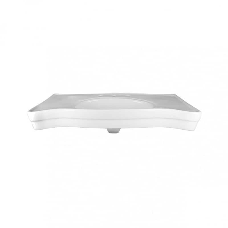 Console Sink 35.5" W White Porcelain Belle Epoque Console Sinks with 4 Legs and 8" Widespread Faucet Holes Renovators Supply - White