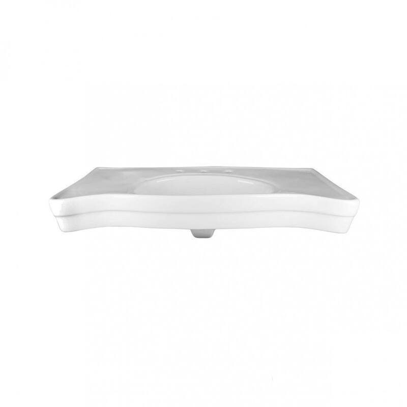 Belle White Porcelain Console Sink with Spindle Legs, Overflow and 8" Widespread Chrome Faucet