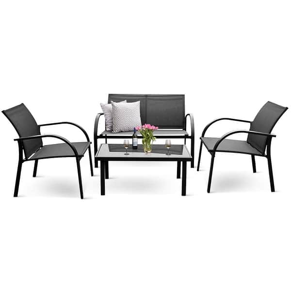 Shop Costway 4pcs Patio Garden Furniture Set Steel Frame Outdoor