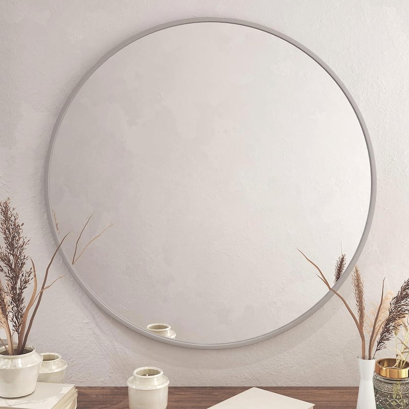 39 Inch Metal Framed Round Bathroom Mirror for Wall