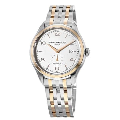 Baume and Mercier Clifton Automatic SS/RG Men's Watch - White Face, Two-tone Bracelet