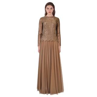 Tadashi Shoji Cutout Illusion Long Sleeve Evening Gown Dress Tadashi Shoji Cutout Illusion Long Sleeve Evening Gown Dress