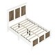 preview thumbnail 4 of 8, Farmhouse Platform Full Size Bed, Modern Wooden Bed with Wooden Strip Decoration, Plywood Slats Support, White