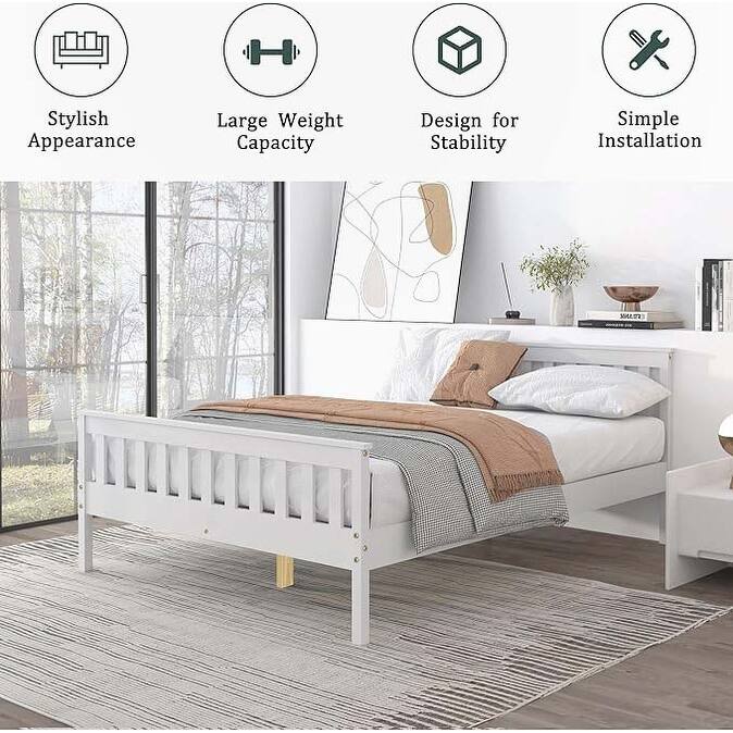 Twin Wooden Platform Bed with Corner