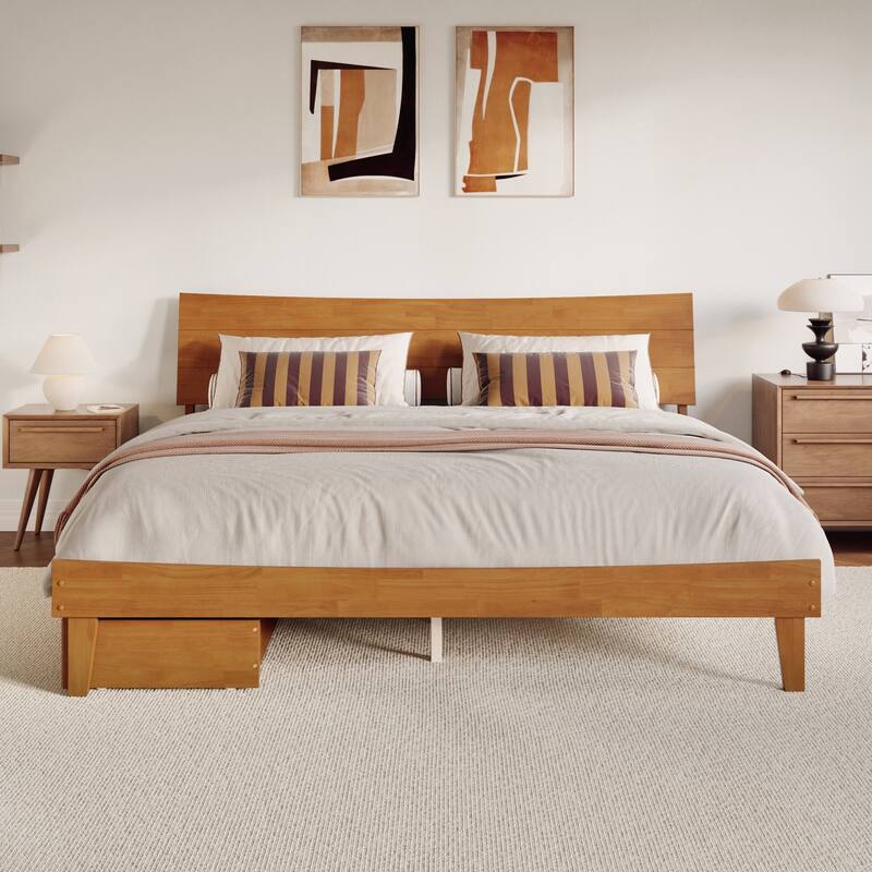 Phoenix Wood Platform Bed with Storage Drawers