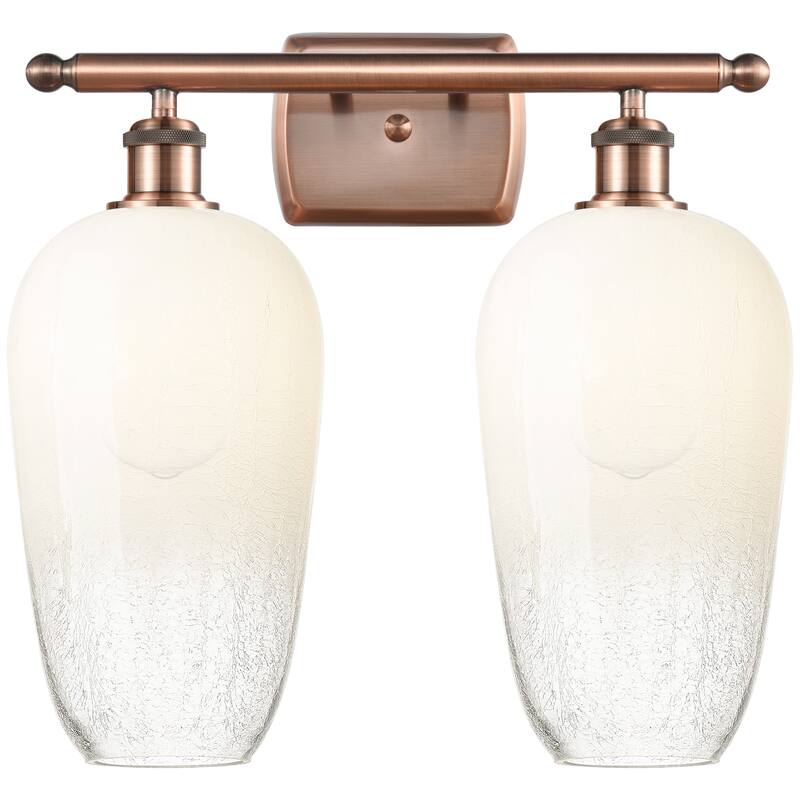 Innovations Lighting Endless Possibilities Ballston - Brookhaven Flute - 2 Light 17" Bath Vanity Light - Antique Copper/Opal