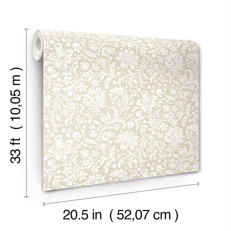 Chris Loves Julia x A-Street Prints Hague Beige Floral Trail Wallpaper