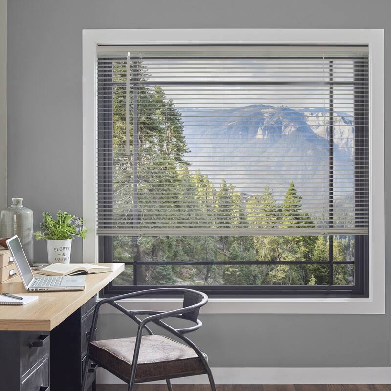 CHICOLOGY Cordless 1-Inch Vinyl Mini Blinds, Gloss Grey 72 Height