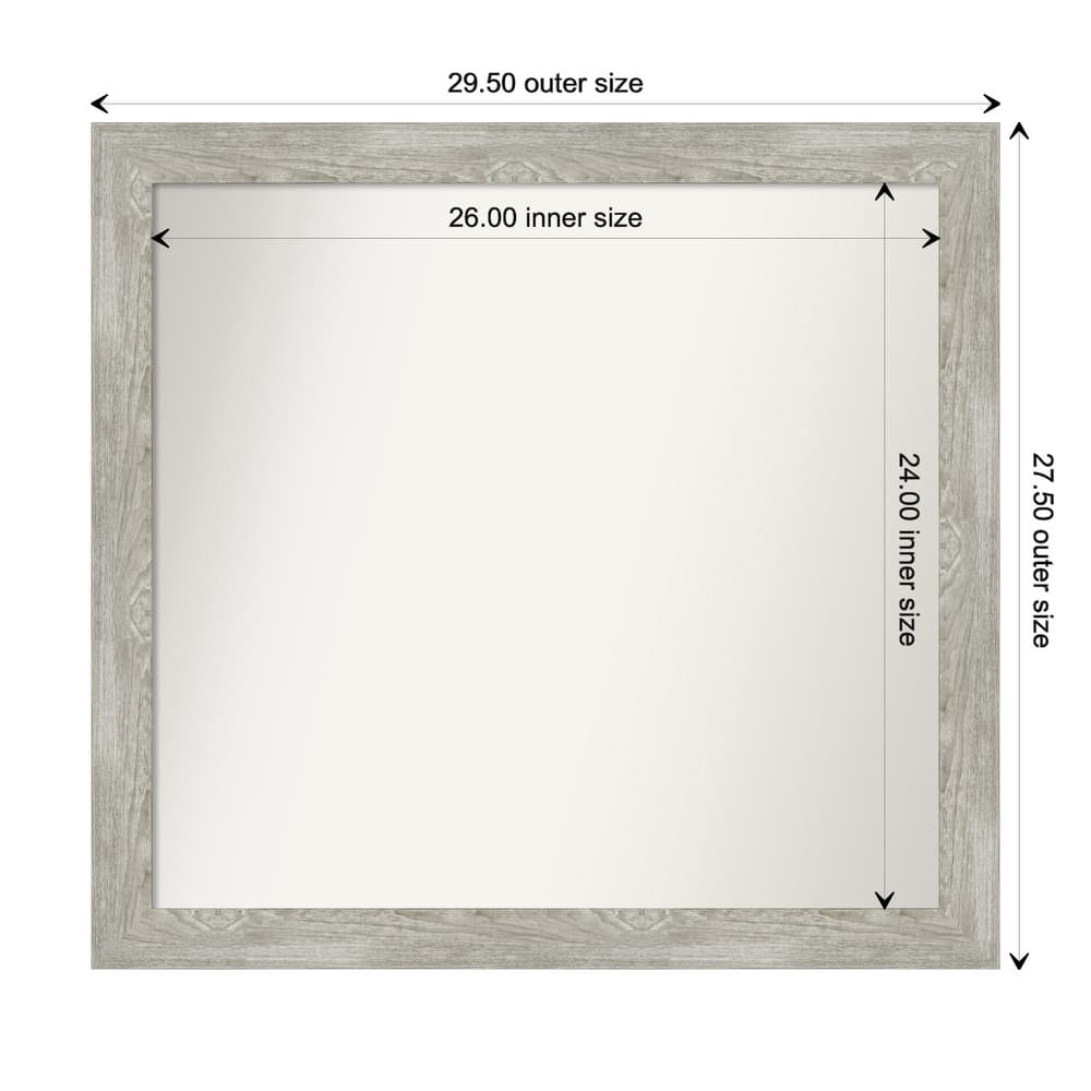 Dove Greywash Narrow Framed Non-Beveled Custom Wall Mirror, Bathroom Vanity Mirror