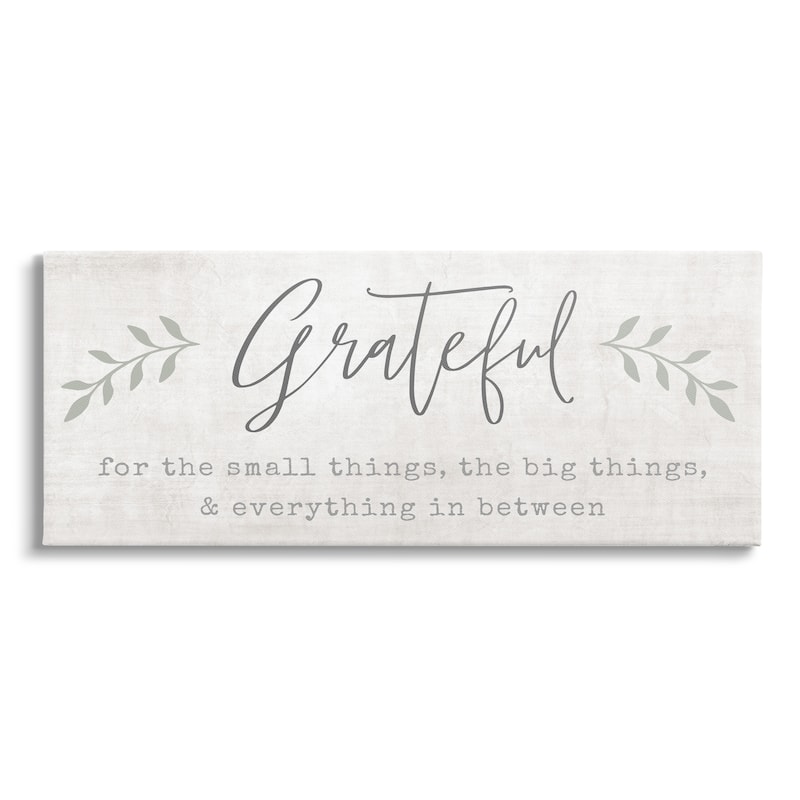 Stupell Uplifting Gratitude Phrase Botanical Sprig Typography Canvas Wall Art, Design by Natalie Carpentieri - 48 x 20