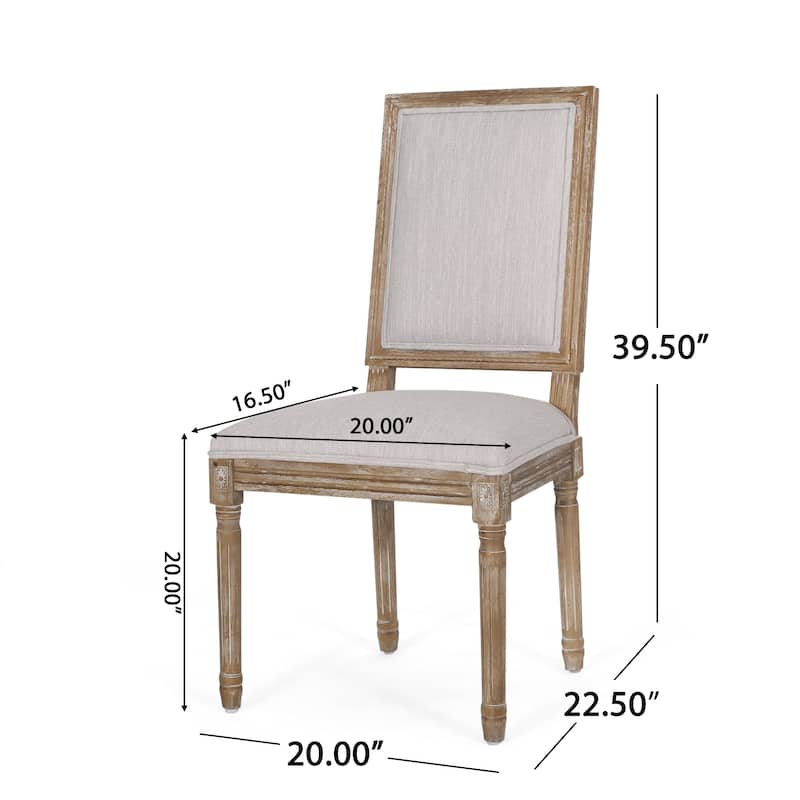 French Country Dining Chairs Set of 2 - Upholstered Fabric Seats with Cane Back & Rubberwood Legs