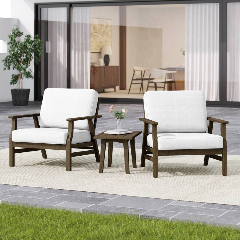 3-piece Cushioned Outdoor Club Chiars With Side Table