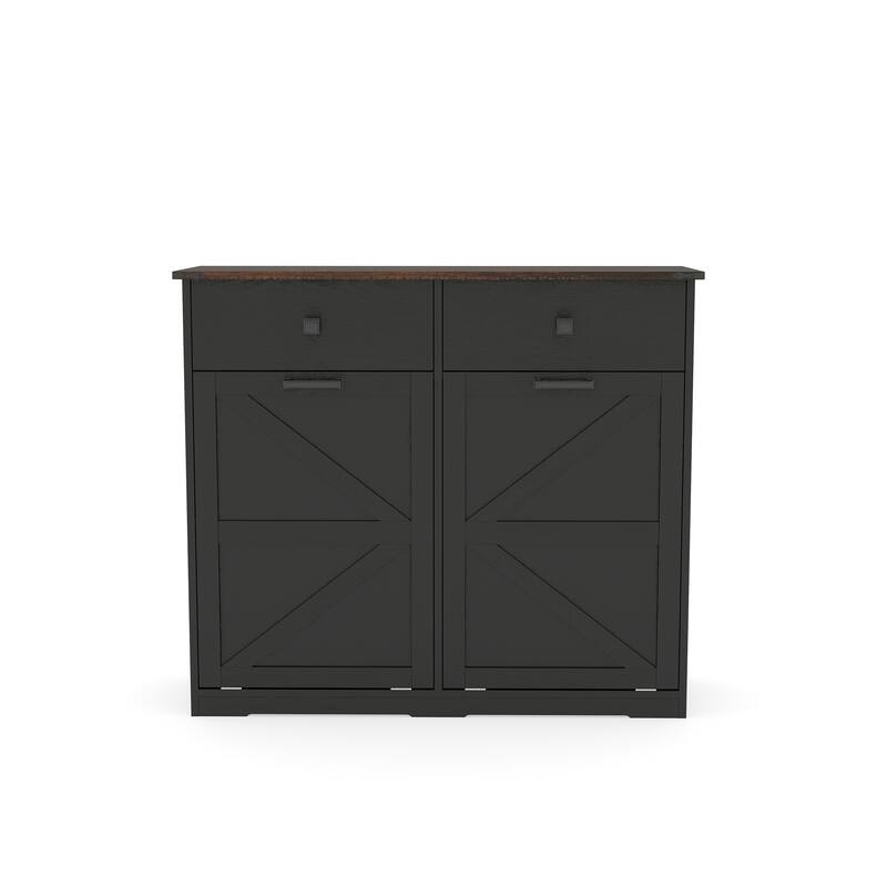 Farmhouse Trash & Recycling Cabinet with Hideaway Drawer