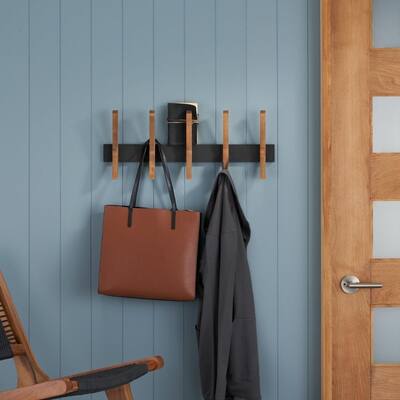 DRAKESTONE 18x9.5 Mid-Century Coat Rack w/ 3 Wooden Hook
