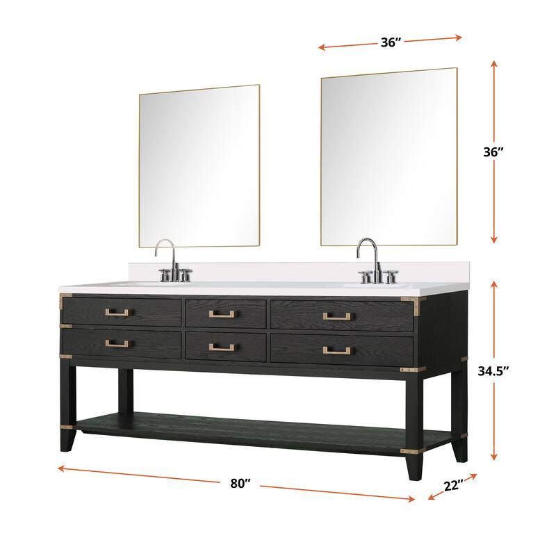Norwalk 60 in W x 22 in D Black Oak Double Bath Vanity and Cultured Marble Top
