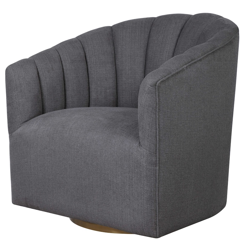 32.25"charcoal Gray Contemporary Tufted Swivel Chair