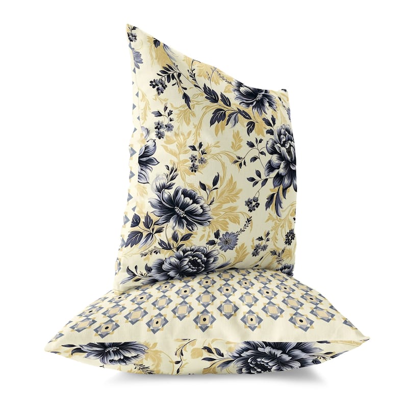 Yellow And Grey Nature's Canvas Faux Suede Throw Pillow Zipper