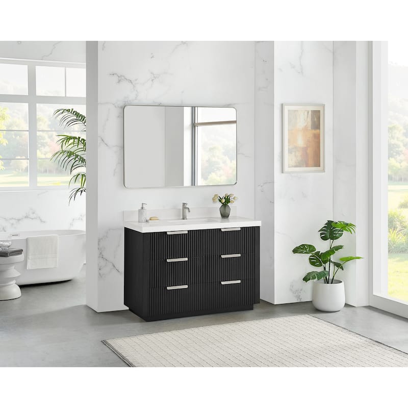 Santarem Single Vanity with Pure White Quartz Stone Top without Mirror