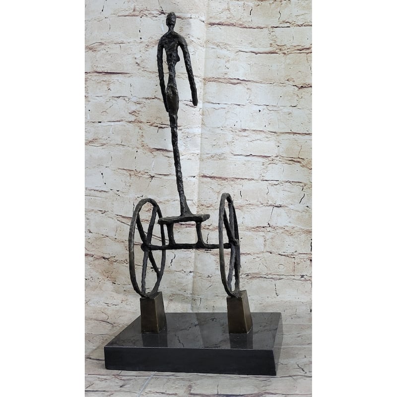 Le Chariot By Alberto Giacometti - Surrealist Bronze Sculpture On Marble Base