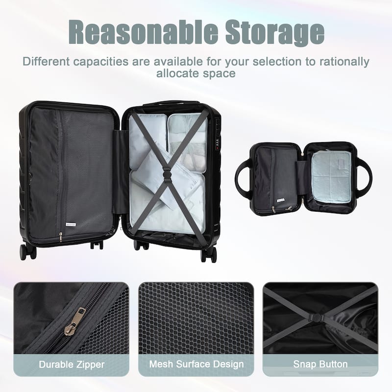 14"/20" ABS Spinner Wheel Luggage w/Combination Lock & Cosmetic Case