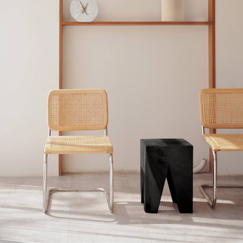 Rustic Wood Side Table - 17.5" - Burned Black