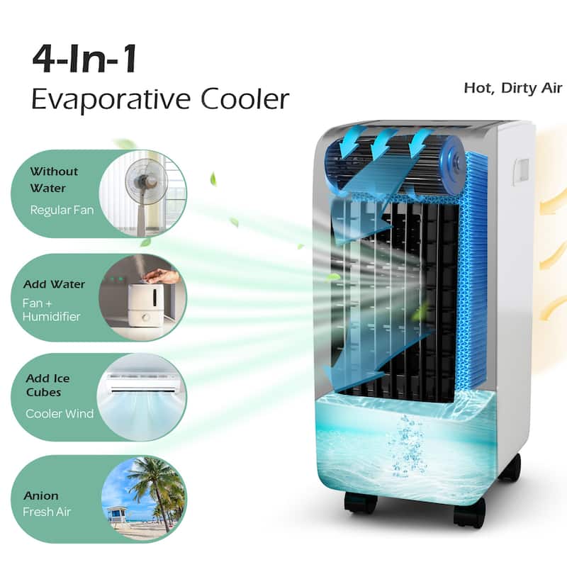 Portable Evaporative Cooling Fan with Remote Control and Touch Pad