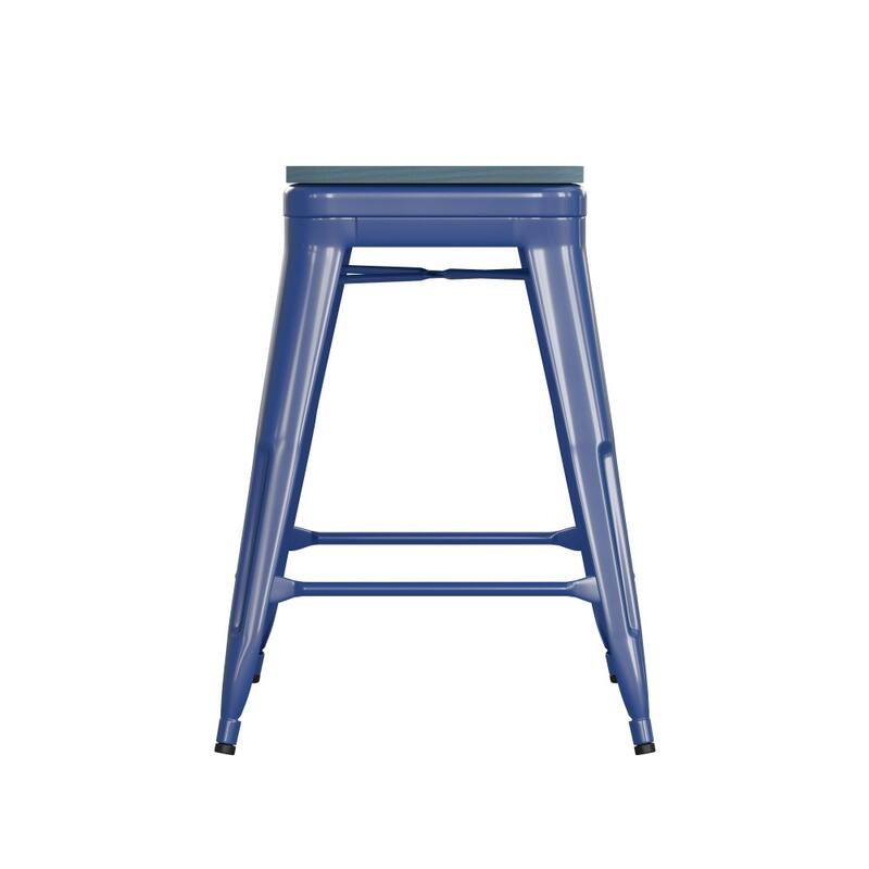 Indoor/Outdoor Backless Counter Stool with Poly Resin Seat