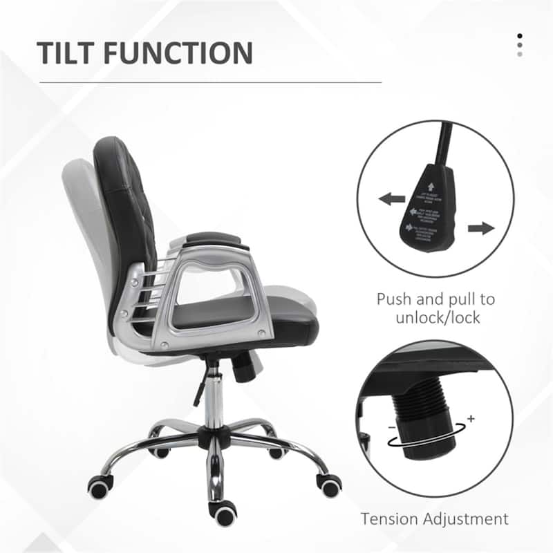 Faux Leather and Nylon Wheels Office Chair with Swivel, Wheels and Tilt - 23.5" W x 23.75" D x 36.5" -40.5" H