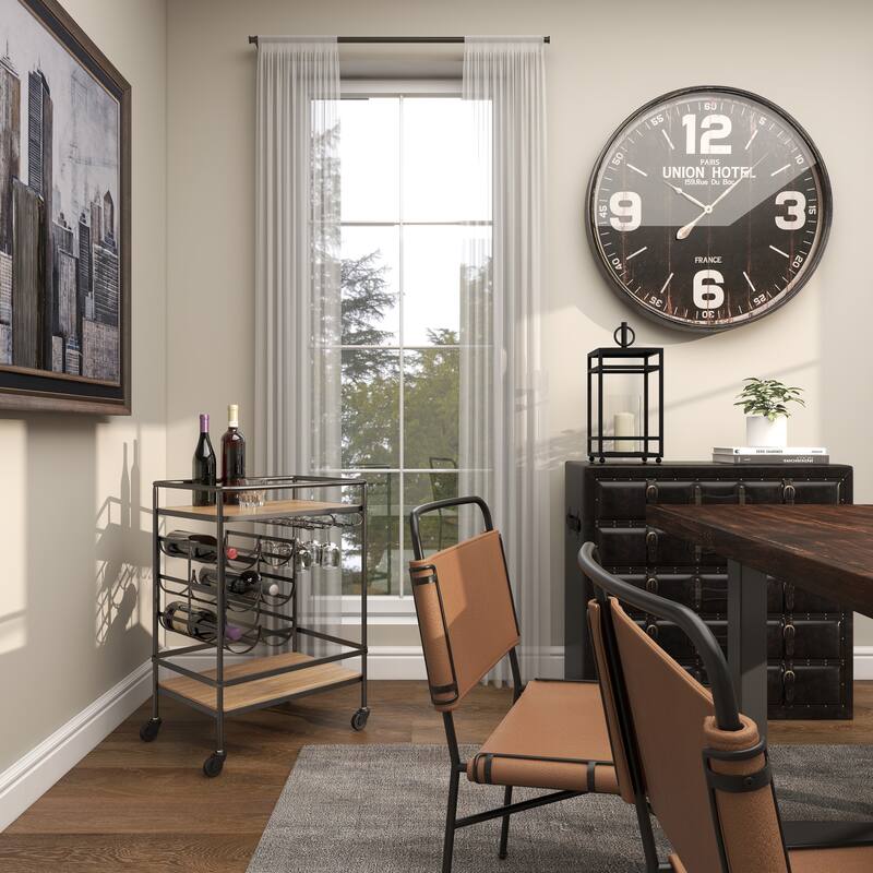 Metal Contemporary Bar Cart with Wheels