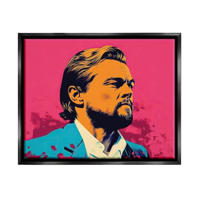 Stupell Pop Style Leonardo DiCaprio Framed Floater Canvas Wall Art Design by Birch&Ink