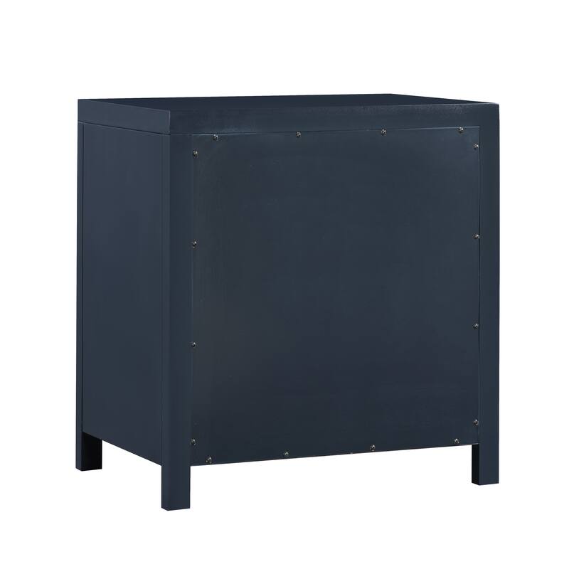 Modern Nightstand with 2 Drawers Wood Grain Texture Metal Pulls