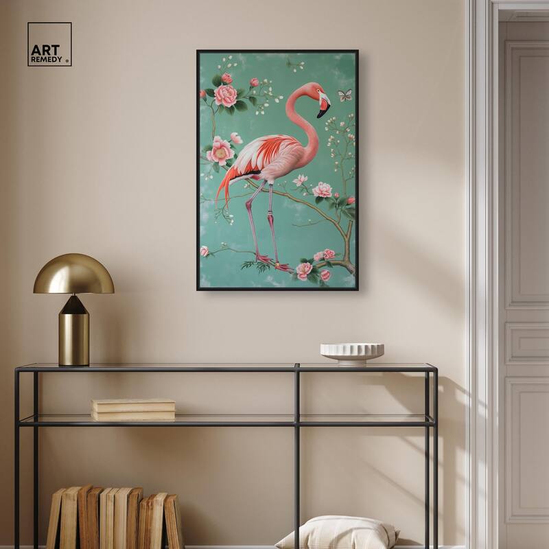 Flamingo's Fable Canvas by Art Remedy