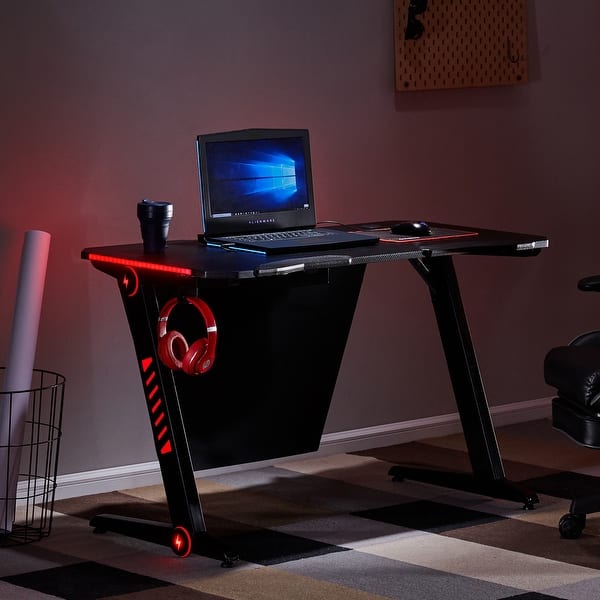 Merax Z Shaped Gaming Desk Computer Desk With 7 Rgb Led Lights On Sale Overstock 31978748