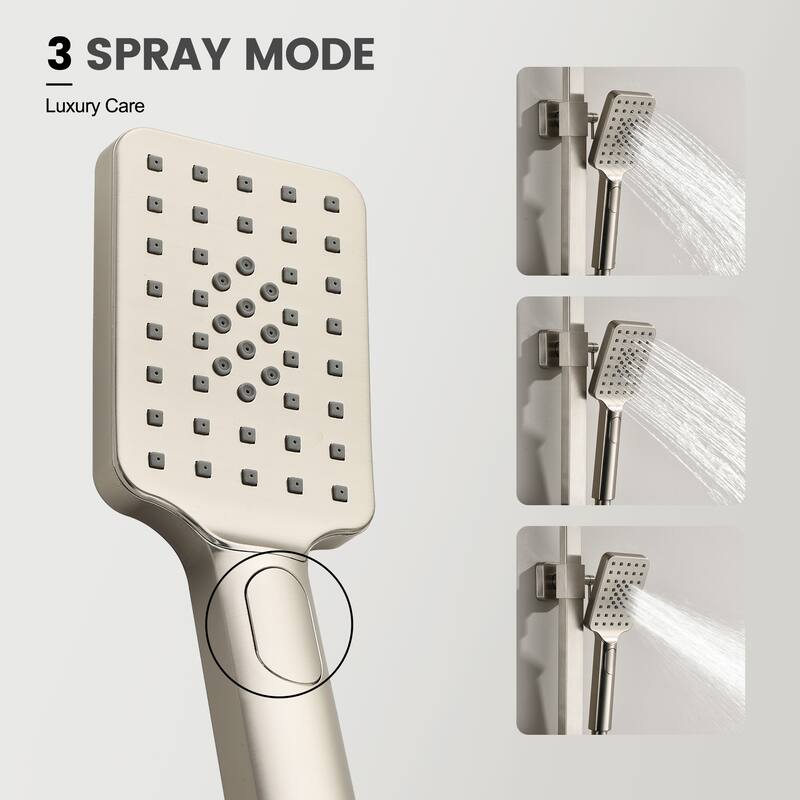 46"H 3-Function Stainless Steel Wall-Mounted Shower System