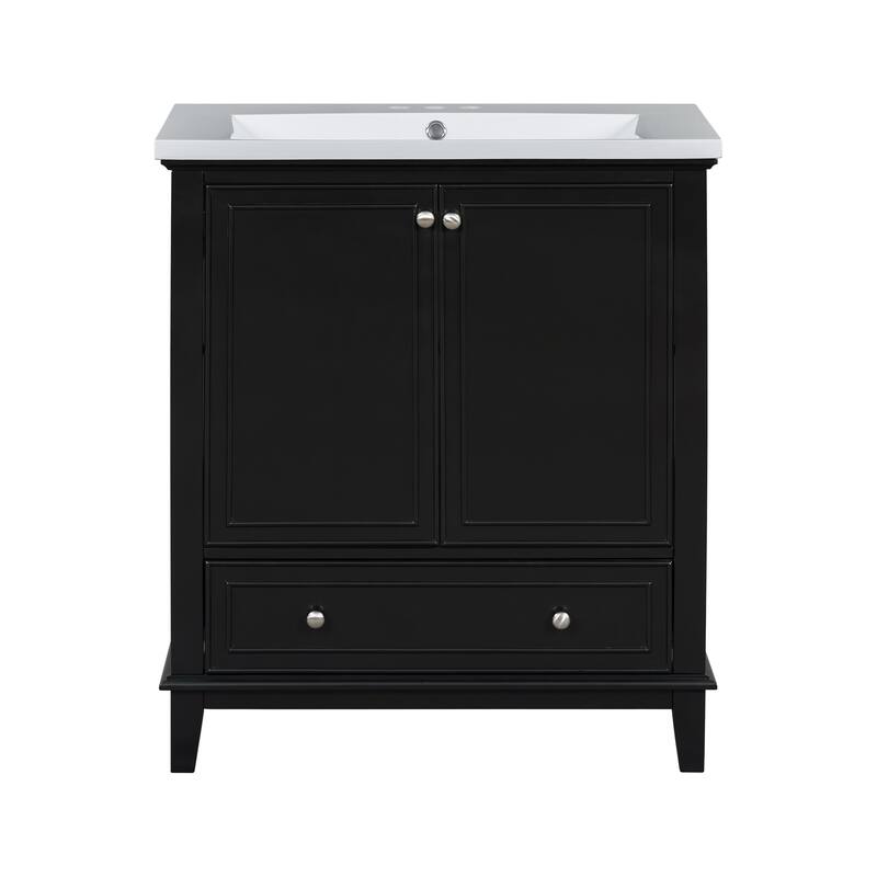 30" Bathroom Vanity with Sink Combo Multi-functional Bathroom Cabinet with Doors and Drawer - Black