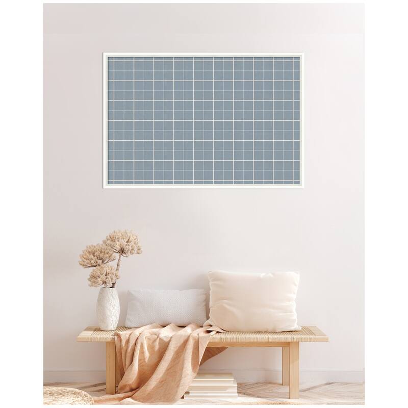 Kate and Laurel Framed Fabric Pinboard Light Blue Plaid Wall Organization