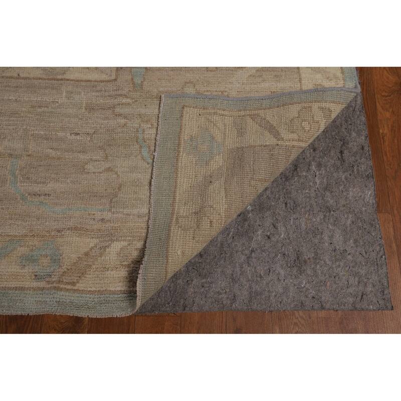 Light Blue Oushak Turkish Rug Hand-Knotted Wool Carpet - 9'0"x 11'10"