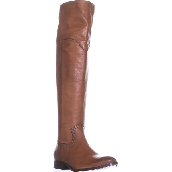 over the knee cognac leather boots